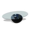 High Gloss Black Coffee Table with Oval Glass Top
