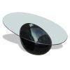 High Gloss Black Coffee Table with Oval Glass Top