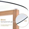Modern Round Coffee Table w/ Tempered Glass Top & Sturdy Wood Base