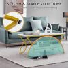 2-Tier Faux Marble Coffee Table w/ Marble Top & Metal Frame