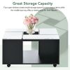 Modern UV High-Gloss Marble 2-Layer Coffee Table w/ Casters & Removable Tray