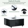 Modern UV High-Gloss Marble 2-Layer Coffee Table w/ Casters & Removable Tray