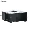 Modern UV High-Gloss Marble 2-Layer Coffee Table w/ Casters & Removable Tray