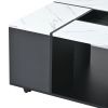 Modern UV High-Gloss Marble 2-Layer Coffee Table w/ Casters & Removable Tray