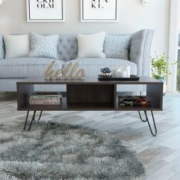 Modern Coffee Table w/ Two Shelves - Carbon Espresso Finish