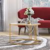 Slate/Sintered Stone Round Coffee Table w/  Golden Stainless Steel Frame