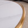 Slate/Sintered Stone Round Coffee Table w/  Golden Stainless Steel Frame