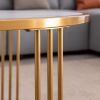 Slate/Sintered Stone Round Coffee Table w/  Golden Stainless Steel Frame