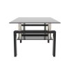 Modern Rectangle Coffee Table w/ Tempered Glass Top by New Space (Black)