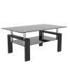 Modern Rectangle Coffee Table w/ Tempered Glass Top by New Space (Black)