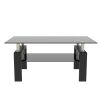 Modern Rectangle Coffee Table w/ Tempered Glass Top by New Space (Black)