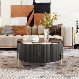 Modern 31.5'' Round Coffee Table by Yeah Depot w/ 2 large Drawers