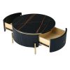 Modern 31.5'' Round Coffee Table by Yeah Depot w/ 2 large Drawers