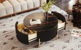 Modern 31.5'' Round Coffee Table by Yeah Depot w/ 2 large Drawers
