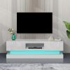 Modern 51.18-Inch White TV Stand w/ LED Lights & High Glossy Front