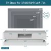 Modern 51.18-Inch White TV Stand w/ LED Lights & High Glossy Front