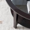 Modern Solid wood round coffee table with tempered glass top black color-36