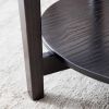 Modern Solid wood round coffee table with tempered glass top black color-36
