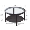 Modern Solid wood round coffee table with tempered glass top black color-36