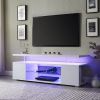 TV Stand for 70-Inch LED TV with Large Sliding Drawer & Side Cabinet for Living Room (White)