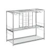 3-Tier Kitchen Bar Cart with Tempered Glass Shelves and Chrome-Finished Metal Frame