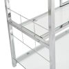 3-Tier Kitchen Bar Cart with Tempered Glass Shelves and Chrome-Finished Metal Frame