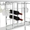 3-Tier Kitchen Bar Cart with Tempered Glass Shelves and Chrome-Finished Metal Frame