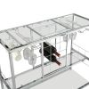 3-Tier Kitchen Bar Cart with Tempered Glass Shelves and Chrome-Finished Metal Frame