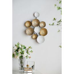 Metal Contemporary Wall Decor Accent - Golden/White