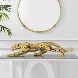 Mosaic Gold Panther Sculpture by Finesse Decor