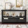 3 Tier Vintage Solid Console Table w/ 3 Drawers & Shelves by  InQ Boutique (Black)