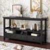3 Tier Vintage Solid Console Table w/ 3 Drawers & Shelves by  InQ Boutique (Black)