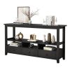 3 Tier Vintage Solid Console Table w/ 3 Drawers & Shelves by  InQ Boutique (Black)