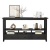 3 Tier Vintage Solid Console Table w/ 3 Drawers & Shelves by  InQ Boutique (Black)