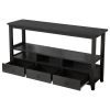 3 Tier Vintage Solid Console Table w/ 3 Drawers & Shelves by  InQ Boutique (Black)