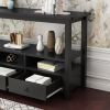 3 Tier Vintage Solid Console Table w/ 3 Drawers & Shelves by  InQ Boutique (Black)