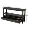 3 Tier Vintage Solid Console Table w/ 3 Drawers & Shelves by  InQ Boutique (Black)