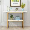 Modern 42-Inch Console Table w/ Geometric Metal Legs & Faux Marble (Gold & White)
