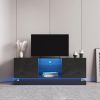 Modern Stylish TV stand w/ Color Changing LED Lights by yeah Depot (Black)