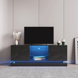 Modern Stylish TV stand w/ Color Changing LED Lights by yeah Depot (Black)