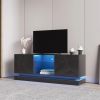 Modern Stylish TV stand w/ Color Changing LED Lights by yeah Depot (Black)