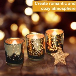 Gold Mercury Glass Votive Tealight Candle Holders (Set of 24)