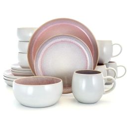 Elama Mocha Mauve 16-Piece Stoneware Dinnerware Set
