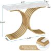 41 Inches Luxurious Faux Marble and Golden Metal Console Table