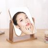 Rotating Magnifying Makeup Mirror w/ Natural Wood Stand