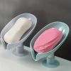 Leaf-Shaped Soap Holder with Suction Cup Base-Green