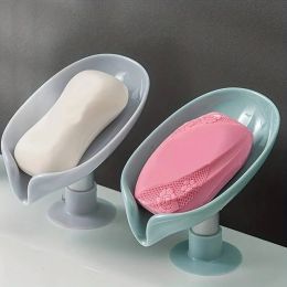 Leaf-Shaped Soap Holder with Suction Cup Base-Green