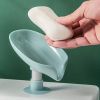 Leaf-Shaped Soap Holder with Suction Cup Base-Green