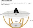 Tribesigns Round Coffee Table, 2 Tier Modern Coffee Table W/ Faux White Marble
