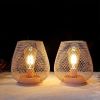 Pink Metal Battery-Operated Indoor Lantern Set w/ LED Bulbs